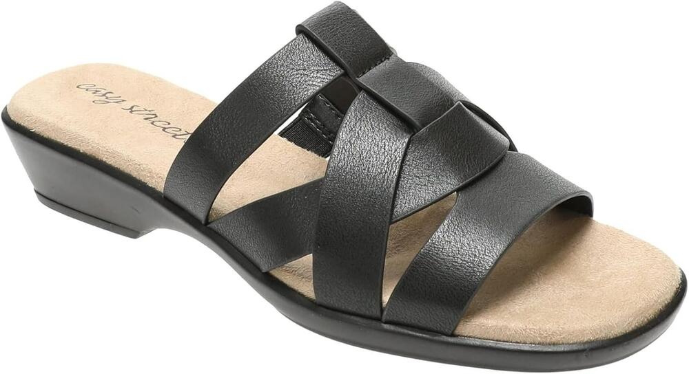 New In Box Easy Street Womens Lakeport Slip-on Slide Sandals Black Size 9.5M NIB